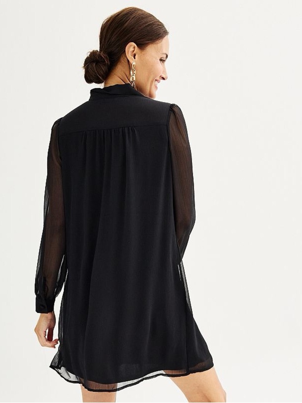 Nine West Hot Pink Pleated Long Sleeve Dress - Picture 2 of 8